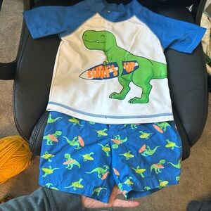 Kids Dinosaur Rashguard Set - Blue and Green